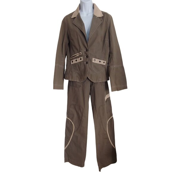 San Paulo Military Style Jacket/Pant Set Army Green Zip/Pockets 2 Sizes p4/J8 - Picture 1 of 16